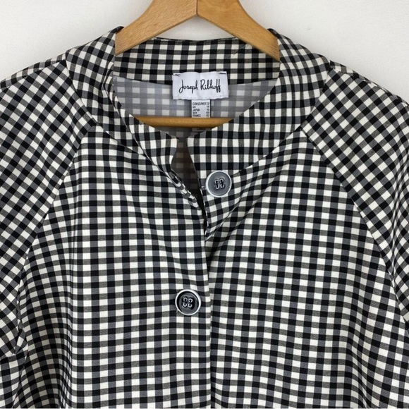 Joseph Ribkoff Checkered 3-Button Cropped Sleeve Jacket Top - Picture 2 of 6